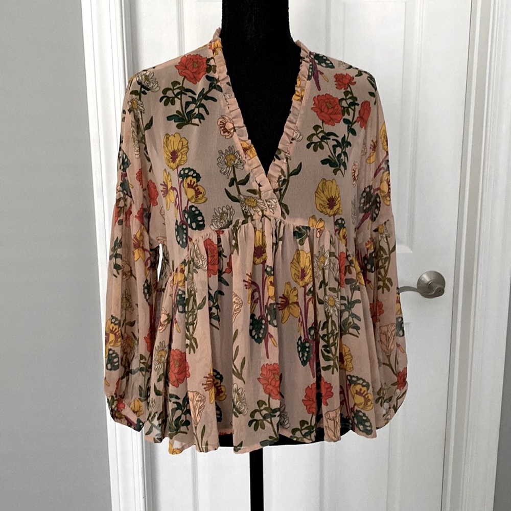 Lucky Brand Bohemian floral blouse. Sz M